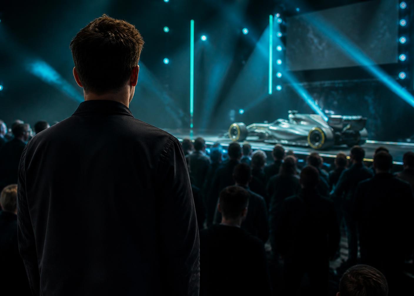 Guest watching a live motorsport showcase at a Gridline event
